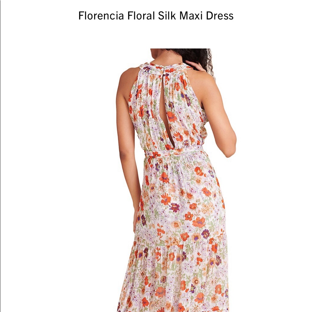 Floral Silk Maxi Dress - White/Orange